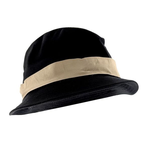 Dolce & Gabbana Black Cotton Bucket Hat with Beige Silk Band- - Picture 1 of 3
